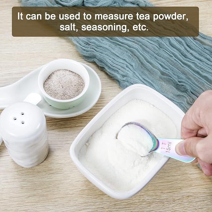 Stainless steel coffee scoop 2-piece set (1 tbsp, 2 tbsp) durable Tablespoon, ergonomic measuring spoon, Suitable for small and large jars，short-handled spoon (colored)
