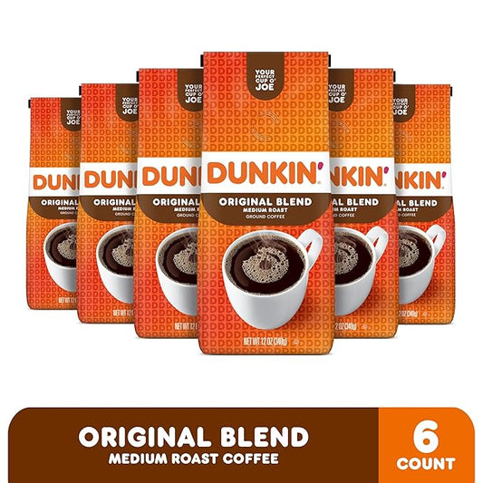 Dunkin' Original Blend Medium Roast Ground Coffee, 12 Ounces (Pack of 6)