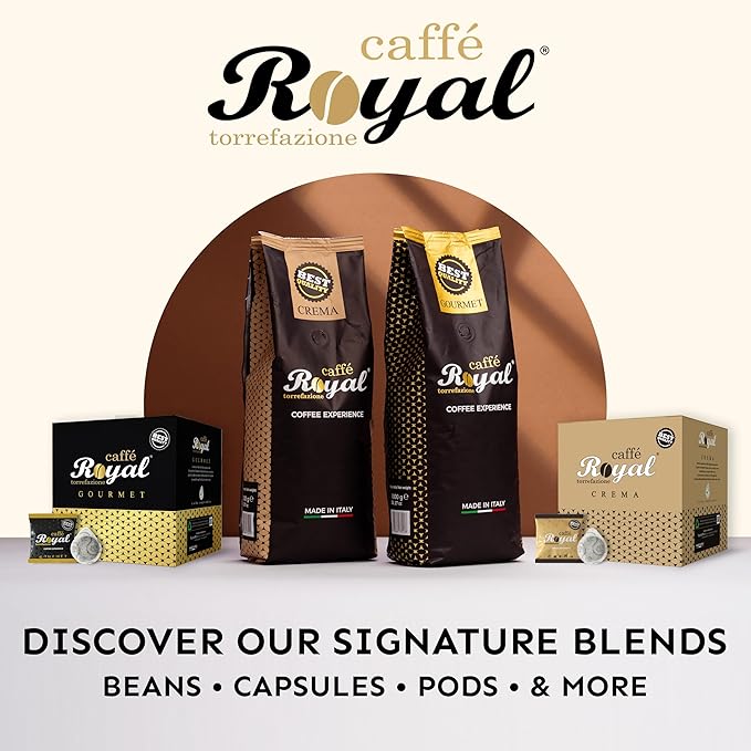 Royal Caffé Italian Coffee Beans – 100% Arabica, Medium Roast, Smooth & Aromatic with Notes of Caramel, Fruit & Vanilla, Whole Bean, Freshly Roasted Gourmet Coffee, 2.2 lbs (1000g), Made in Italy