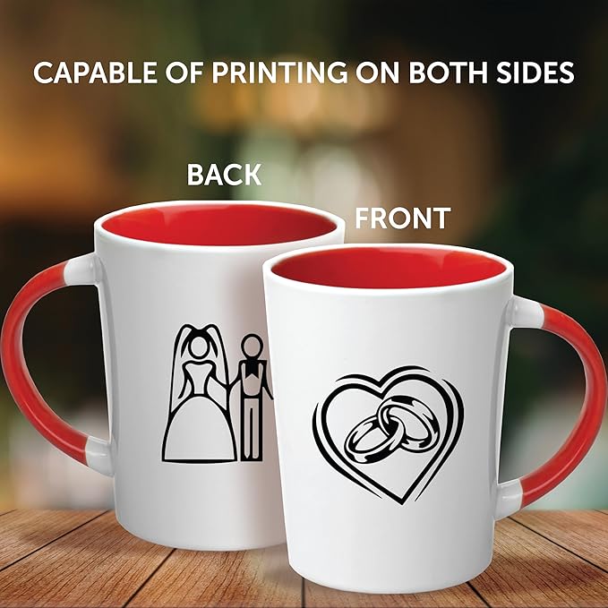 Custom Ceramic Latte Coffee Mugs by Albany 13 oz. Set of 10, Personalized Bulk Pack - Perfect for Coffee, Tea, Espresso, Hot Cocoa, Other Beverages - Red