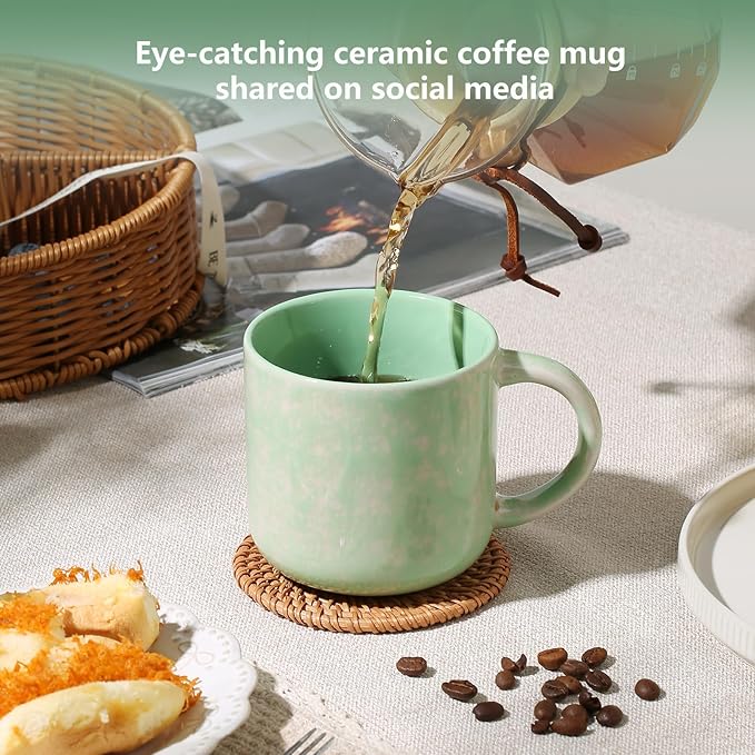 MONITO 12 OZ Coffee Mugs Set of 4, Modern Ceramic Coffee Mugs Set with handle for Tea/Latte/Cappuccino/Milk/Cocoa.