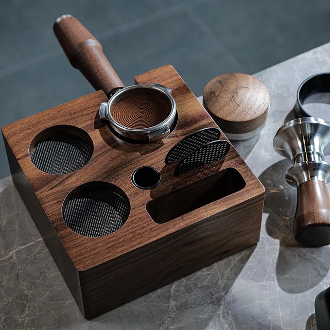 Breville Espresso Machine Accessories Kit 54mm Walnut Naked Portafilter, Calibrated Tamper, Tamping Station, Distributor & Puck Screens Espresso Set for Barista Express, Pro, Touch, Bambino