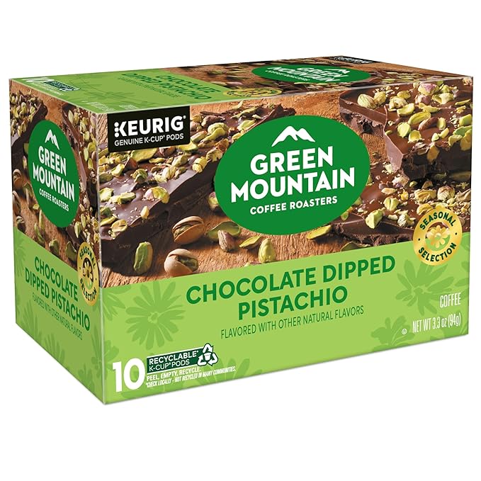 Green Mountain Coffee Roasters Chocolate Dipped Pistachio, Single-Serve Keurig K-Cup Pods, 6 Boxes of 10 (60 Count Total)