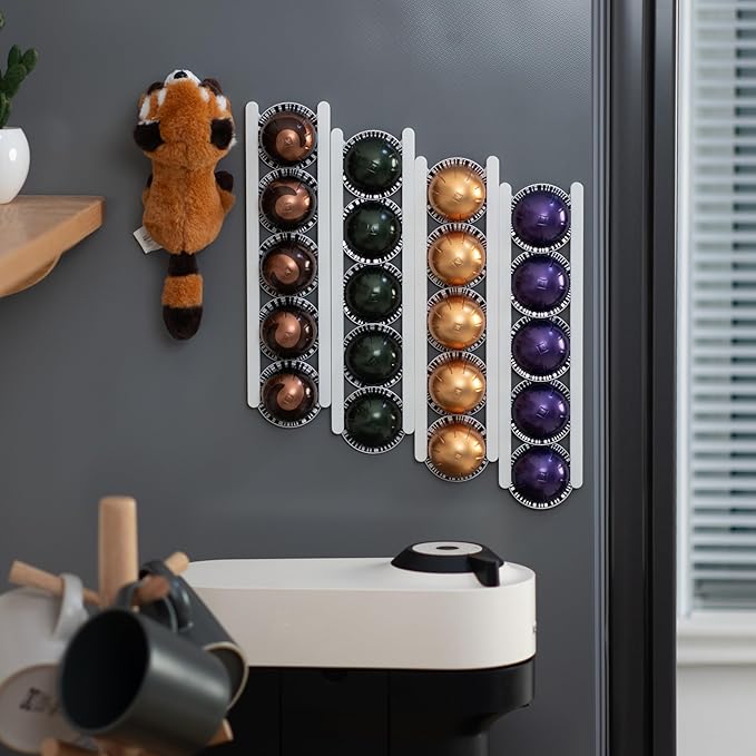 Magnetic Coffee Pod Holder for Nespresso VertuoLine Capsules - Holds 20 Capsules, Coffee Capsule Organizer for Refrigerator - Strong Magnet Mount for Easy Access and Space Saving
