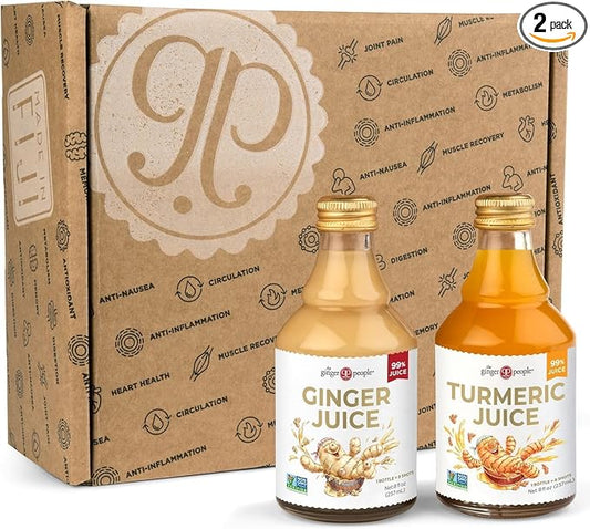 The Ginger People Ginger & Turmeric Juice Set | Digestion + Anti-Inflammatory | 8 Fl Oz (Pack of 2)