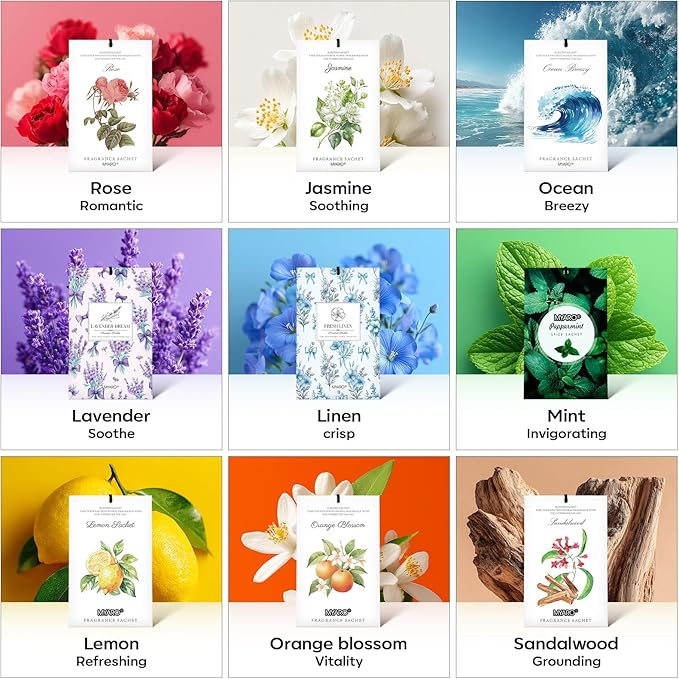 MYARO 20 Packs Lavender Linen Scent Sachet Long Lasting Closet Drawer Deodorizer Home Air Freshener Room Odor Eliminator