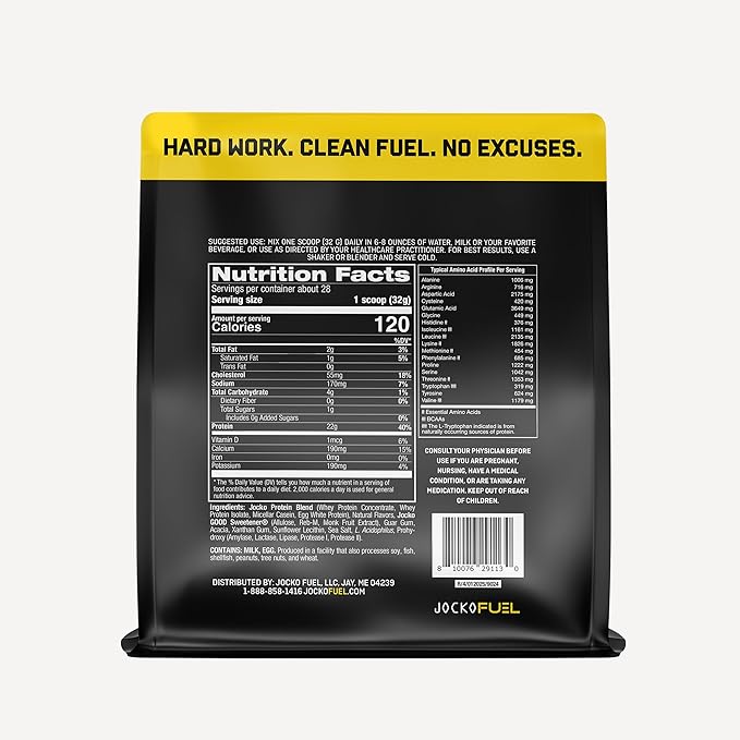 Jocko Fuel Mölk Whey Protein Powder 22g Low Sugar Monk Fruit Blend - Muscle Recovery & Growth, Packaging May Vary (28 Servings, Banana Cream)