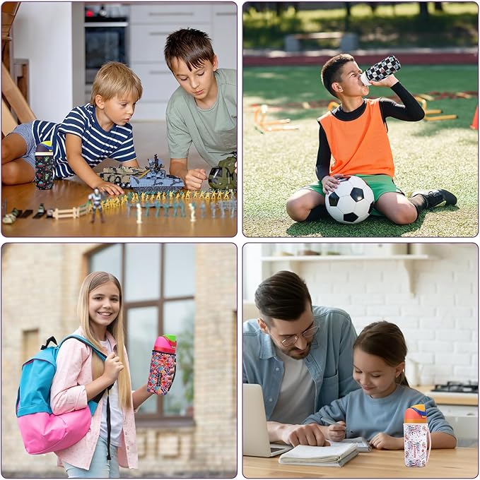 Water Bottle Sleeve with Handle for Owala Kids FreeSip 16 oz, Water Bottle Scratch Resistant Sleeve, Neoprene Cover Compatible with Owala 16 oz for Boys Girls to School Travel