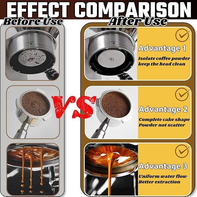 2 Packs Espresso Puck Screen 51mm with Walnut Stand, 1.7mm Thickness 150μm Mesh 51mm Puck Screen 51 mm Portafilter Espresso Filter Bottomless Portafilter Espresso Accessories Kit