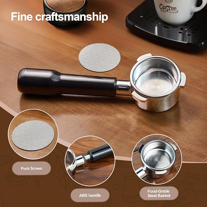 stochastic box 54 mm Bottomless Portafilter with Puck Screen, 3 Ears Espresso Portafilter Compatible with Breville Barista Express Machines,Stainless Steel Por tafilter and ABS Handle for kitchen