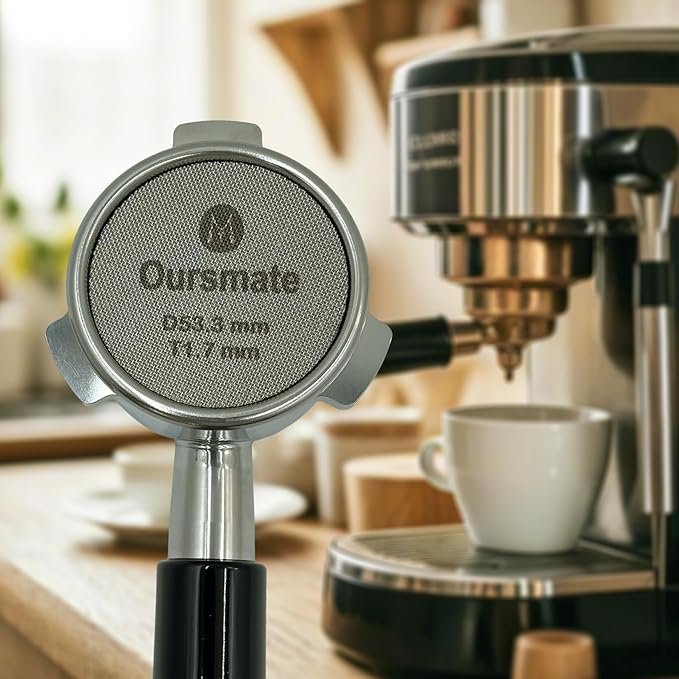 Bottomless Portafilter, 54mm, with Filter Basket and Puck Screen for Breville Barista Express, 3 Ears Stainless Steel, Black Handle