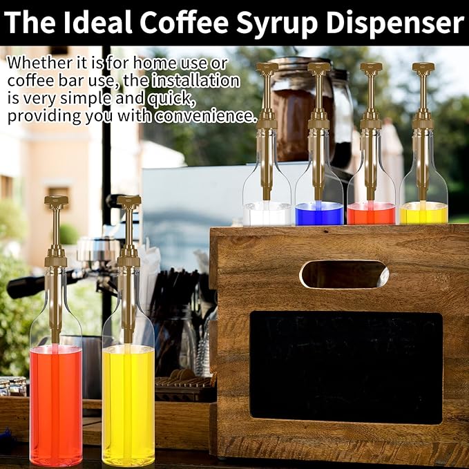 4 Pcs Coffee Syrup Dispenser, 750ml Syrup Bottles, Syrup Dispenser for Coffee Bar With Large Leakproof Gold Pump, Coffee Syrup Gold Pump Bottles for Coffee Bar Accessories Essentials