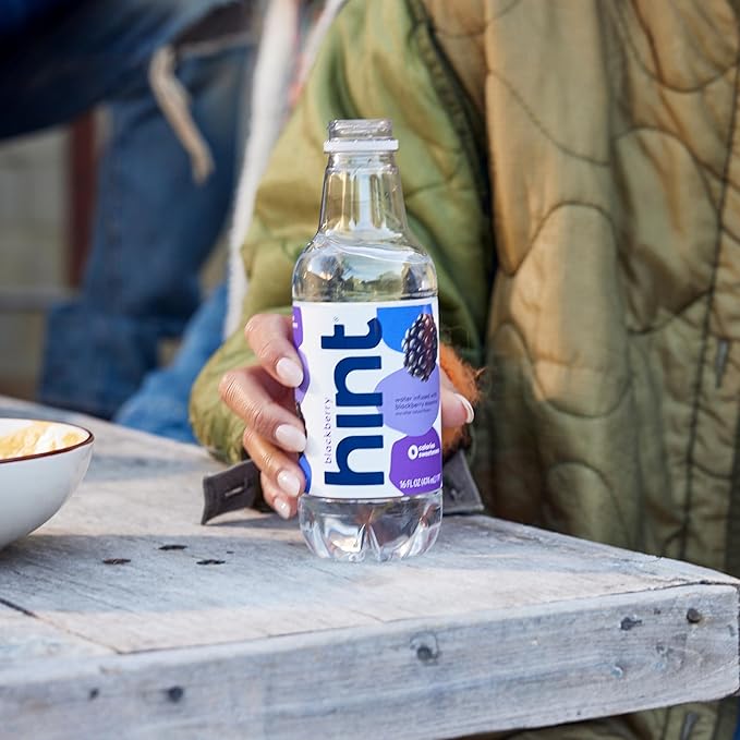Hint Water Blackberry, Pure Water Infused with Blackberry, Zero Sugar, Zero Calories, Zero Sweeteners, Zero Preservatives, Zero Artificial Flavors, 16 Fl Oz (Pack of 24)