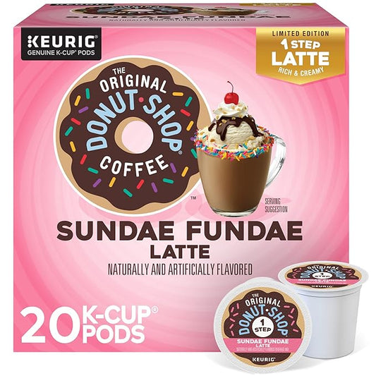 The Original Donut Shop Sundae Fundae One-Step Latte, Keurig Single Serve K-Cup Pods, 20 Count