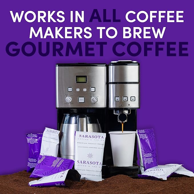 Coffee Packets – Dark Roast Ground, European French Roast | 2oz Bulk Pre-Measured Coffee Packs for 12-Cup Drip Makers, Commercial Fractional Bags | 100-Count