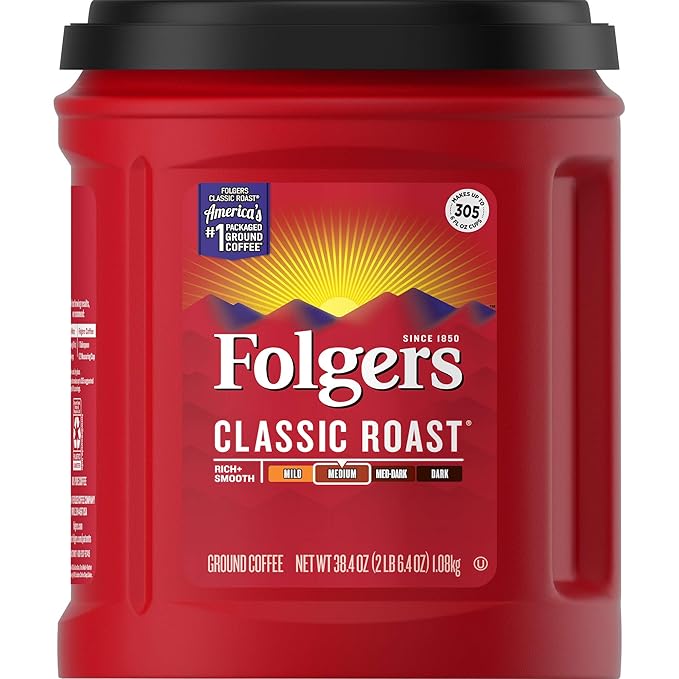Folgers Classic Roast Medium Roast Ground Coffee, 38.4 Ounces
