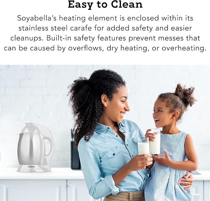 Tribest Soyabella SB-130 Deluxe Automatic Nut Milk Maker & Soy Milk Maker Machine, White/Stainless Steel