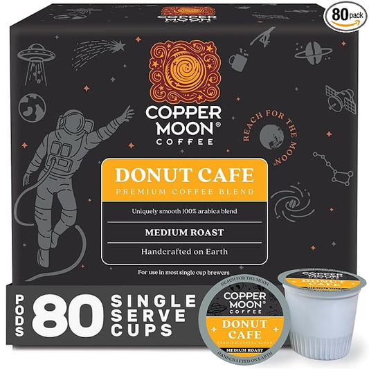 Copper Moon Single Serve Coffee Pods for Keurig K-Cup Brewers, Medium Roast, Donut Café Blend, 80 Count