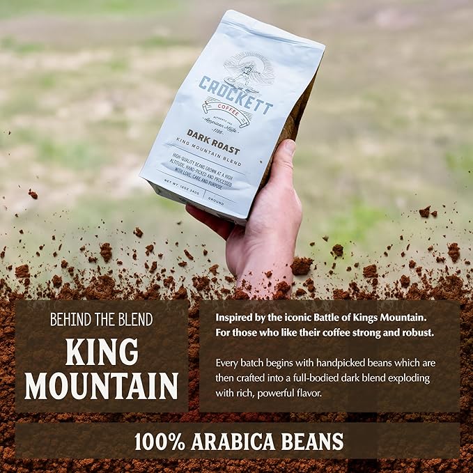 Crockett Dark Roast Ground Coffee – Bold Dark Roast Ground Coffee with Full-Bodied Flavor, Smooth Finish & No Bitterness – Perfect for Rich, Gritty Brewing Without the Burn