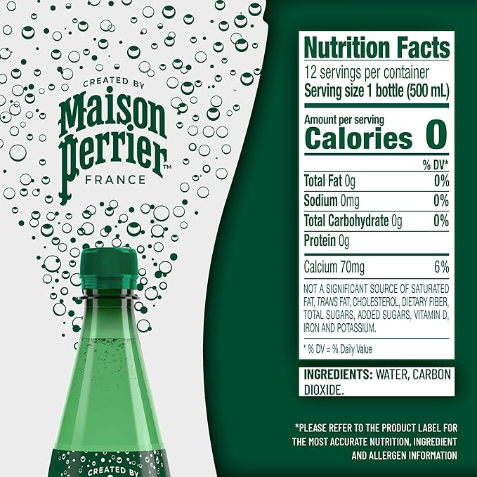 Maison Perrier Unflavored Sparkling Water, 16.9 FL OZ Plastic Water Bottle (12 count)