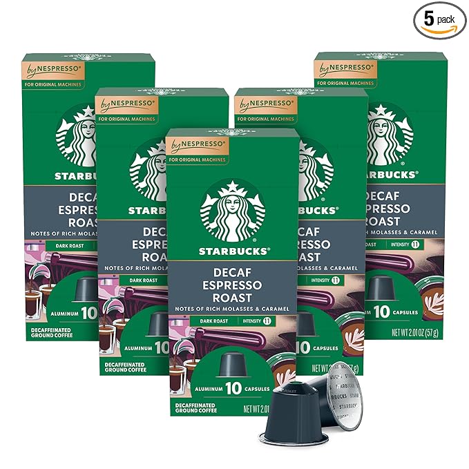 Starbucks by Nespresso Original Line, Decaf Espresso, Dark Roast, 50-count Espresso Pods