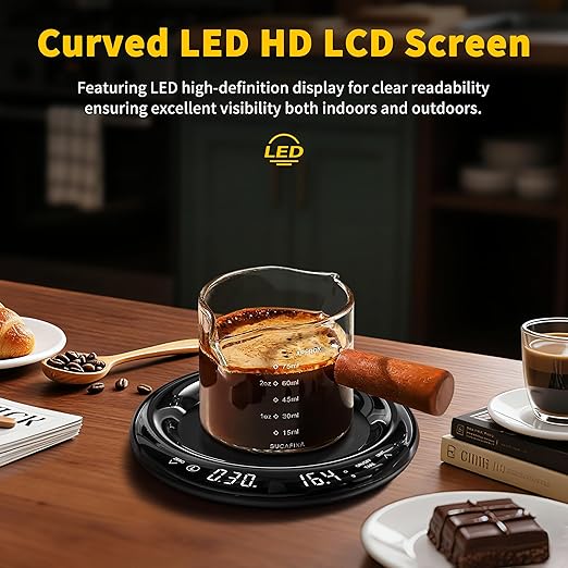 Hublaolss Espresso Scale with Timer, 0.1g Precision Coffee Scale for Pour Over & Matcha, 2kg Capacity, Rechargeable with Protective Bag