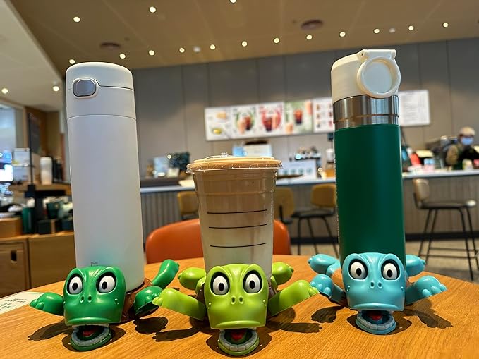 JOD® Turtle Coaster, 3D Printed Funny Tea Coasters with Interactive Expression, Turtle Cup Holder, Liftable Limbs & Expressive Face for Turtles,Tortoise Lover Gag Gifts Home Decor(Light Green Pro)