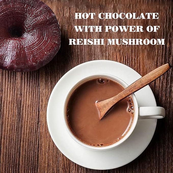 Mushroom Hot Chocolate Mix with Reishi, Mushroom Coffee Alternative Hot Cacao Powder for Energy, Mood and Immune System, Vegan Mushroom Supplement, 15 Servings, 11.1 Ounce