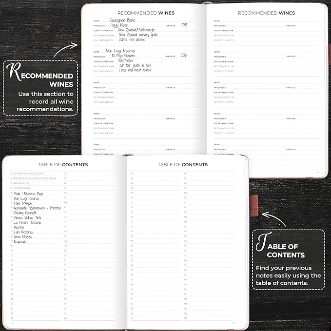 Clever Fox Wine Journal for Wine Tasting – Guided Wine Diary & Log Book with Tasting Instructions, Aroma Wheel, Food Pairing & Glass Guide – 132 Entries, Hardcover, A5 Size (Rose Gold)