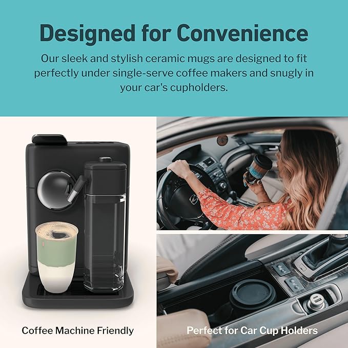 NOVA CERAMICS Travel Mug - Ceramic To Go Coffee Mug With Lid – Travel Mug Ceramic To Go Cup – Microwave & Dishwasher Safe Ceramic Coffee Mug With Lid - Gifts For Women Men Him Her – 12oz – Sage Green