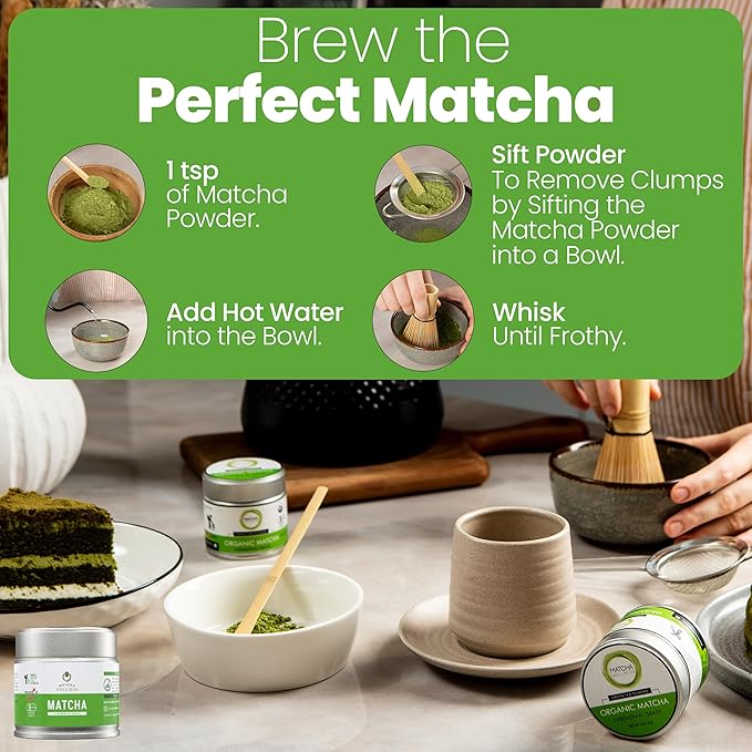 Matcha Wellness Ceremonial Grade Matcha Powder – Organic First Harvest Japanese Green Tea from Kyoto – 1.4oz – No Sugar, No Additives, No Gluten