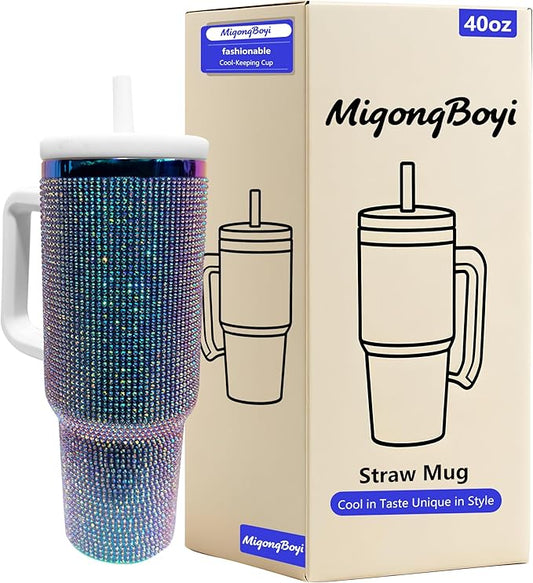 40-OZ Insulated Water Bottle,Insulated Stainless Steel Tumbler,Reusable Cold Drink Thermos,BPA-Free, Double-Wall Stainless Steel Water Bottle (Colorful-Diamond, 40, Fluid Ounces)