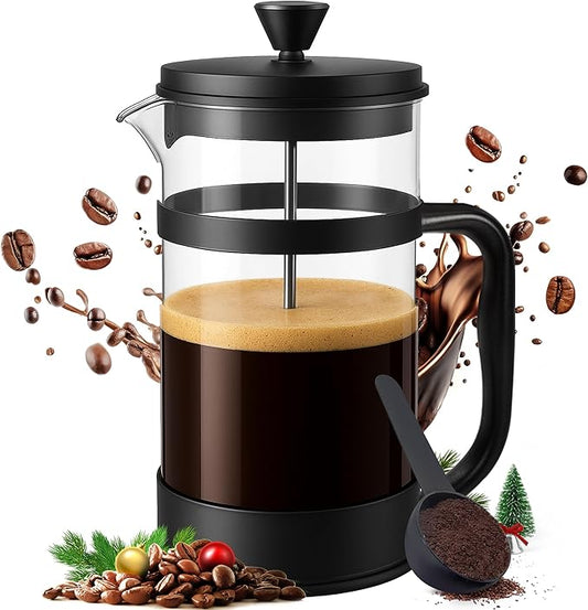 Utopia Kitchen Borosilicate Glass French Press Coffee Maker 34 Oz, Heat-Resistant Cafetiere & Tea Maker, Thickened Glass Coffee Press for Travel and Camping, Black
