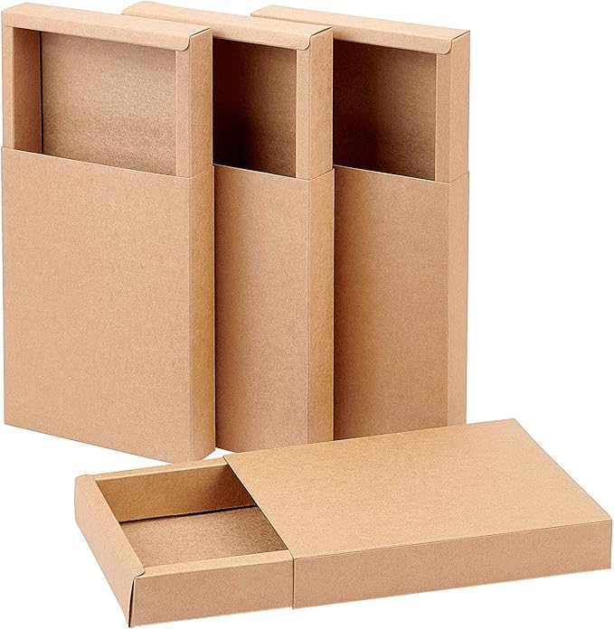 BENECREAT 10 Pack 7.8x6x1.2 Inch Large Kraft Treat Box Paper Drawer Candy Box for Small Dessert, Candy, Mini Soaps and Other Party Favors