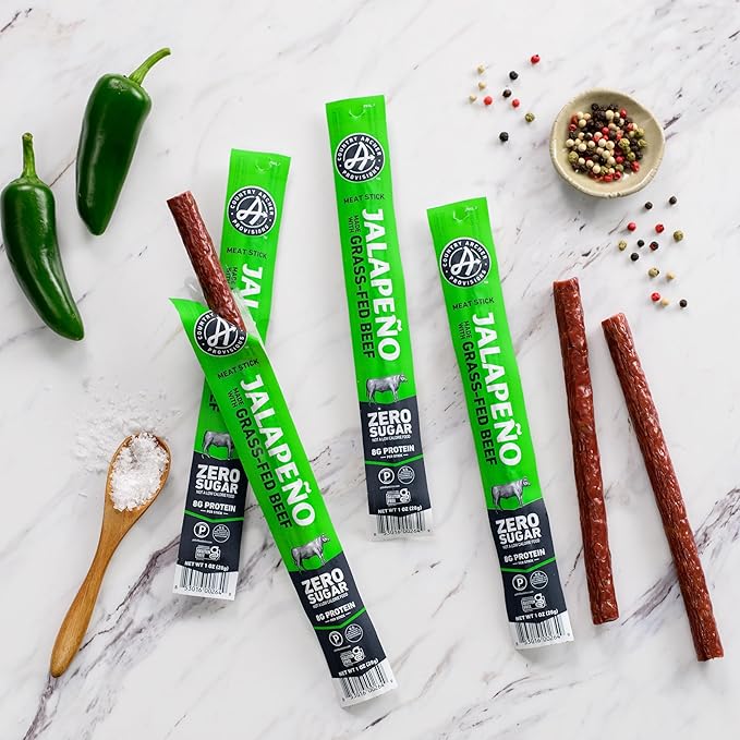 Archer Jerky Beef Jerky Sticks Jalapeno - Grass Fed Beef Sticks Individually Wrapped, Bulk, Protein Snack Packs, Gluten Free, Paleo, Keto, Sugar Free - 1 oz Each (Pack of 18)