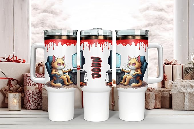 Personalized Gamer Tumbler with Handle, Stainless Steel, 40oz, Don't Talk To Me Design, Insulated Travel Mug