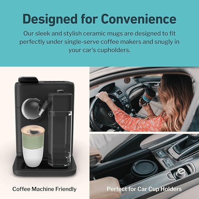 NOVA CERAMICS Travel Mug - Tea Tumbler– Microwave & Dishwasher Safe Coffee Mug Green & White Tumbler - Gifts For Women Men Him Her – 16oz – Sage Green