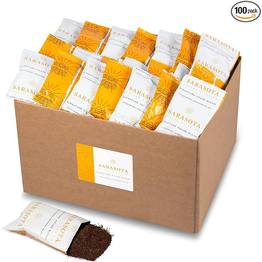 Coffee Packets – 2oz Bulk Coffee Packs, Breakfast Blend Ground Medium Roast, Pre-Measured Single-Pot Brew Pouches for 12 Cup Makers (100 Count)