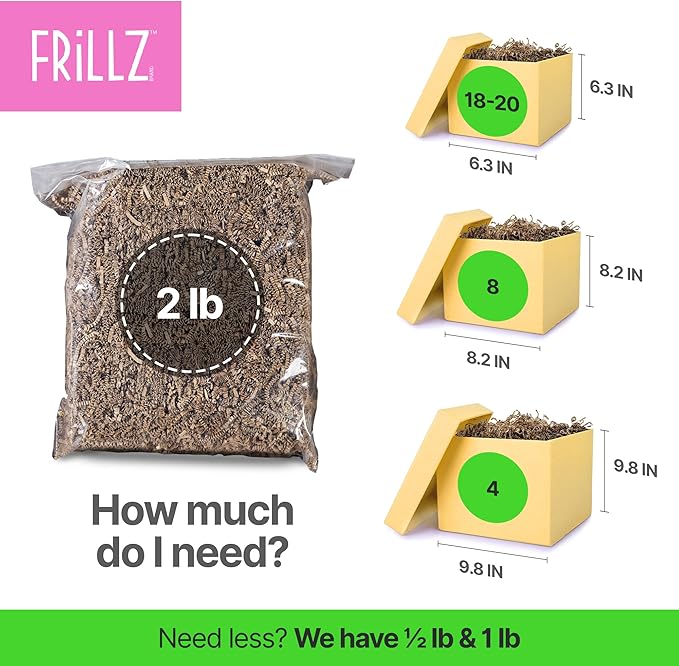 FRILLZ by DECOfill™ Crinkle Cut Paper Shred Filler for Baskets, Gifts, Packing and Protecting your Mother's Day, Christmas, Holiday Valentine's, and other events (2 pound, Red)