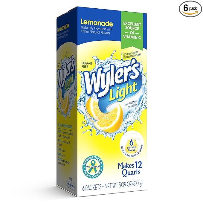 Wyler's Light Pitcher Packs, Water Drink Mix, Lemonade,6 Pitcher Packets