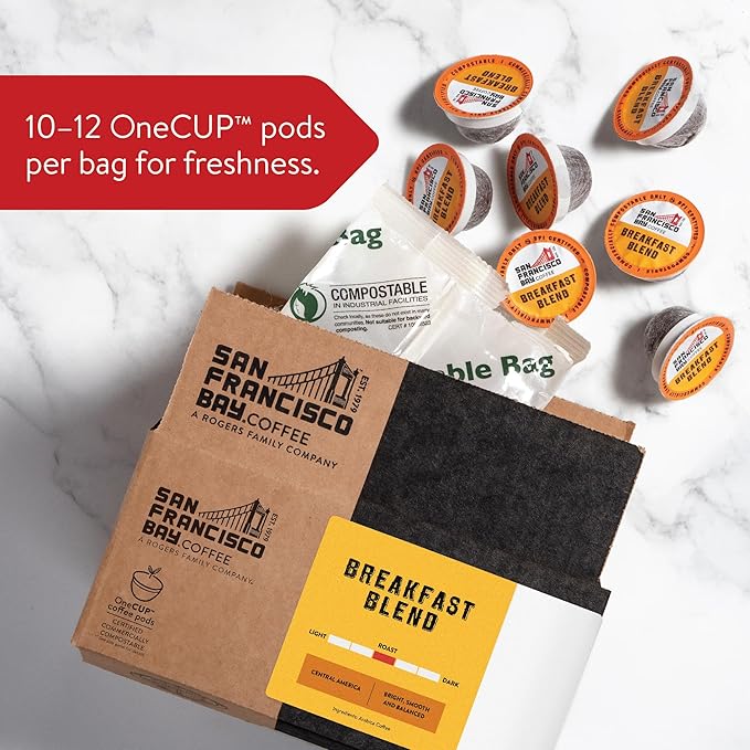 San Francisco Bay Compostable Coffee Pods - Breakfast Blend (36 Ct) K Cup Compatible including Keurig 2.0, Medium Roast