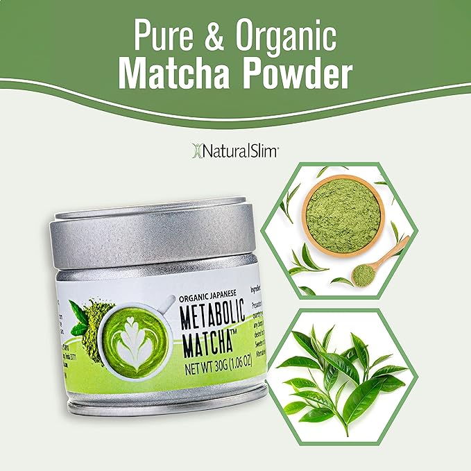 Naturalslim Japanese Organic Matcha Powder Green Tea - Metabolic Pure Japanese Matcha Tea Superfood with L-Theanine & Antioxidants for Metabolism, Energy, & Concentration - 30g