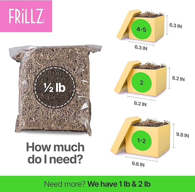 FRILLZ Crinkle Cut Paper Shred Filler for Baskets, Gifts, Packing and Protecting your Birthday, Weddings, Anniversary, Valentines Day, and other gifts (1/2 pound, Pine Green)
