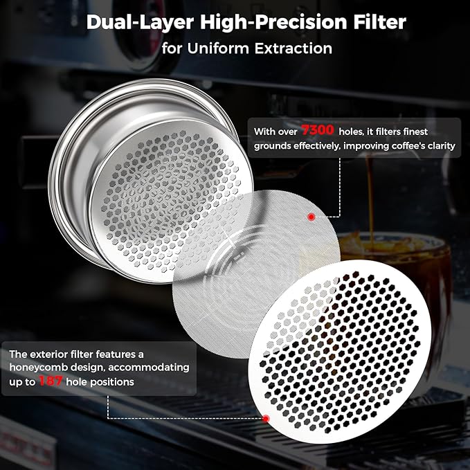 IKAPE Espresso 51mm Portafilter, 3 Ears Coffee Portafilter with Silicone Handle, Compatible with 51mm Delonghi EC0680, EC0685, SMEG & EUPA Coffee Machines