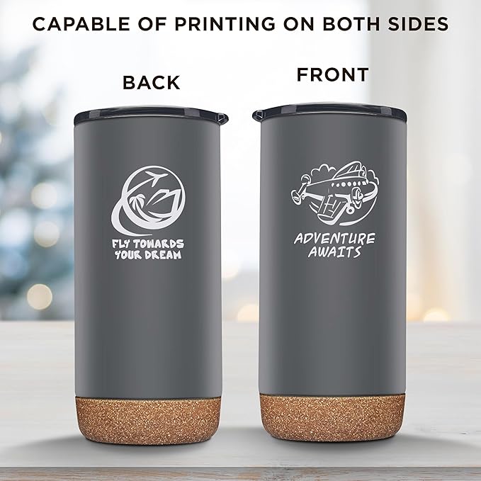 DISCOUNT PROMOS Custom Tumblers Cork Bottom 16 oz Set of 10/50/100 Personalized Bulk Pack Double Wall Insulated Matte Finish Iced Coffee Soda - Grey