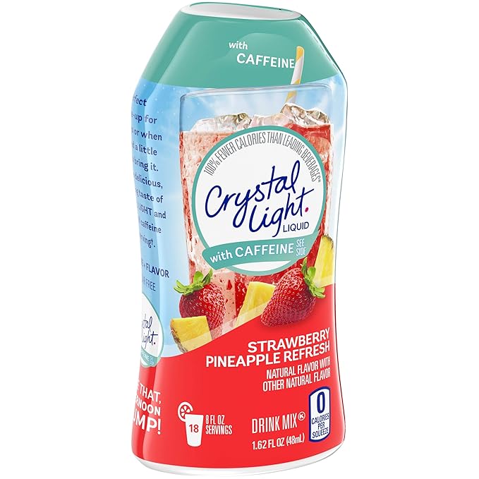 Crystal Light Liquid Strawberry Pineapple Refresh Energy Drink Mix with Caffeine (1.62 fl oz Bottle) (Pack of 1)