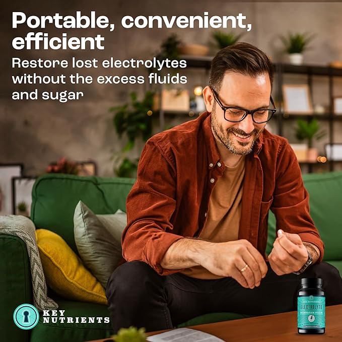 KEY NUTRIENTS Electrolyte Tablets, 200 Capsules, Salt for Dehydration, Fasting Electrolytes- Salt Pills with Electrolytes, No Sugar, Gluten Free Hydration Tablets Made in USA