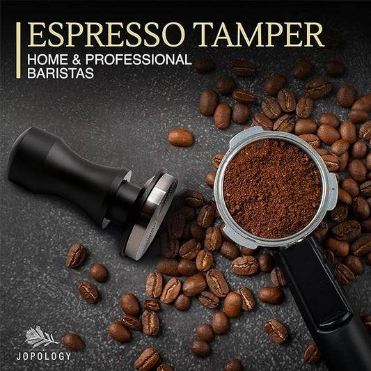 JOPOLOGY 51mm Calibrated Espresso Coffee Tamper - Spring Loaded Coffee Tamp Tool with Mat - Precision Tamper Tool for Espresso Machines - Espresso Hand Press Tamper for Barista & at Home Brewers
