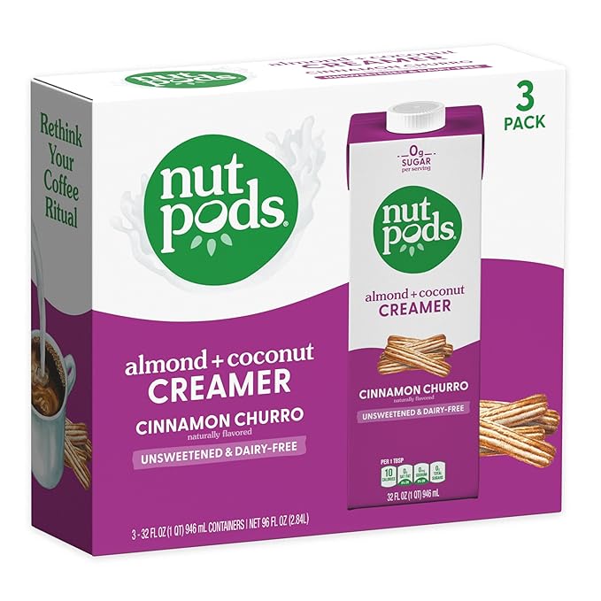 nutpods unsweetened Cinnamon Churro Dairy-Free Coffee Creamer - 32oz 3-Pack