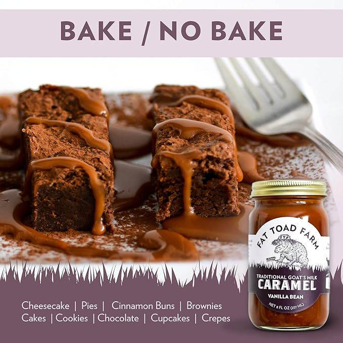 Fat Toad Farm Traditional Goat’s Milk Caramel Sauce, Vanilla Bean, 8fl oz Jar, Cajeta, Gluten Free